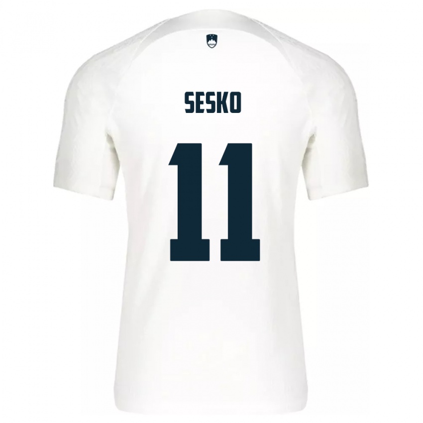 Niño Camiseta Eslovenia Benjamin Sesko #11 Blanco 1ª Equipación 24-26 La Camisa Perú