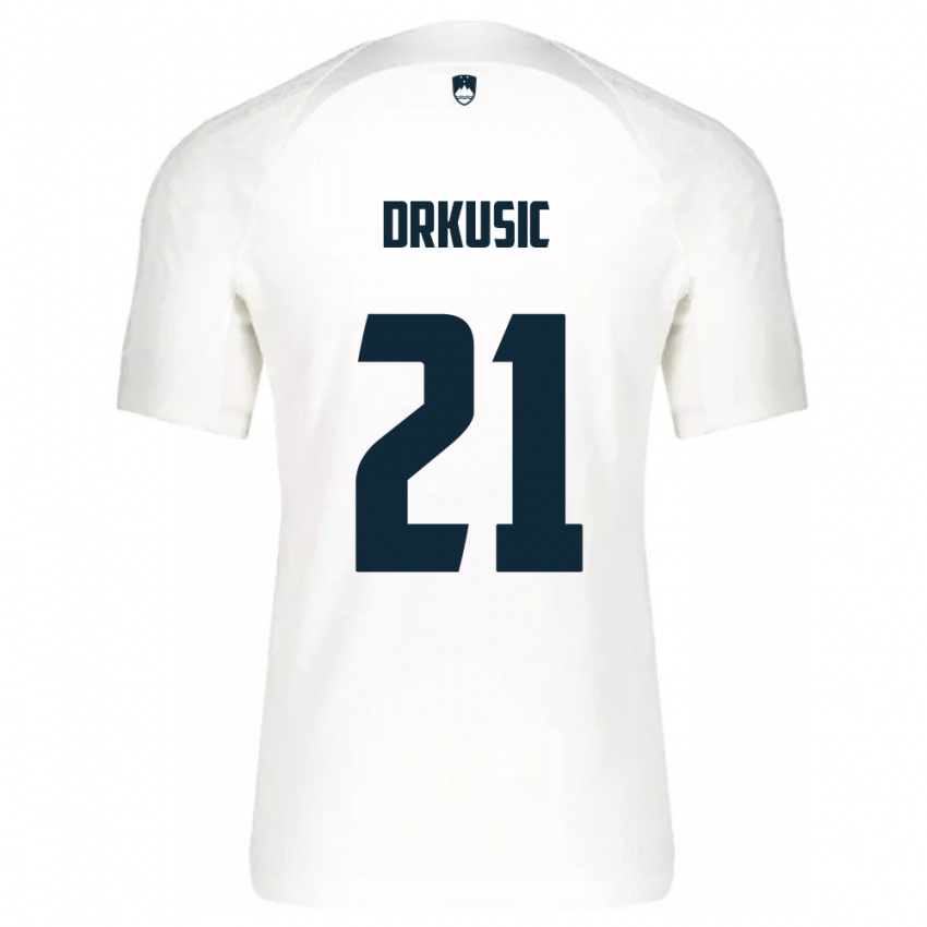 Niño Camiseta Eslovenia Vanja Drkusic #21 Blanco 1ª Equipación 24-26 La Camisa Perú