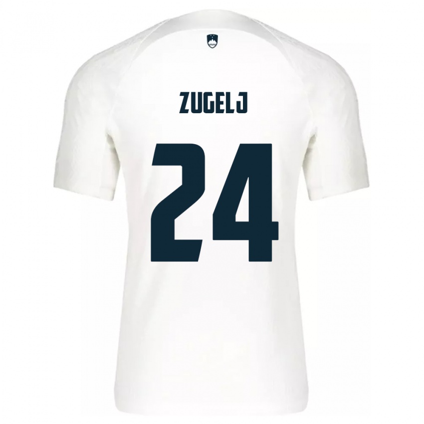 Niño Camiseta Eslovenia Nino Zugelj #24 Blanco 1ª Equipación 24-26 La Camisa Perú