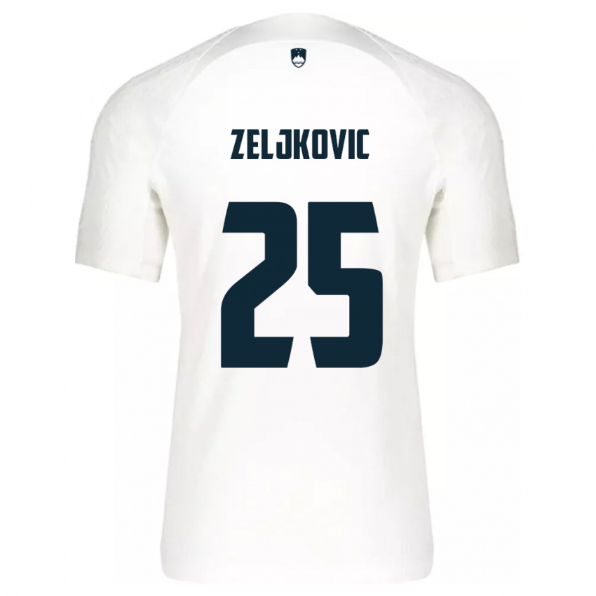 Niño Camiseta Eslovenia Adrian Zeljkovic #25 Blanco 1ª Equipación 24-26 La Camisa Perú