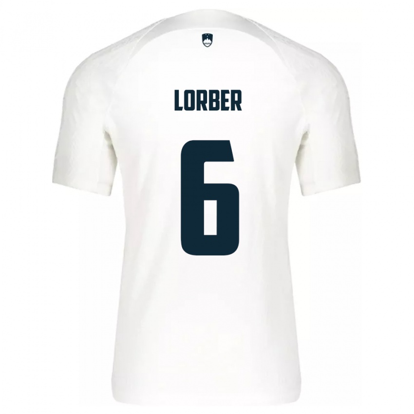 Niño Camiseta Eslovenia Marcel Lorber #6 Blanco 1ª Equipación 24-26 La Camisa Perú