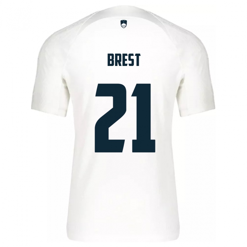 Niño Camiseta Eslovenia Marko Brest #21 Blanco 1ª Equipación 24-26 La Camisa Perú