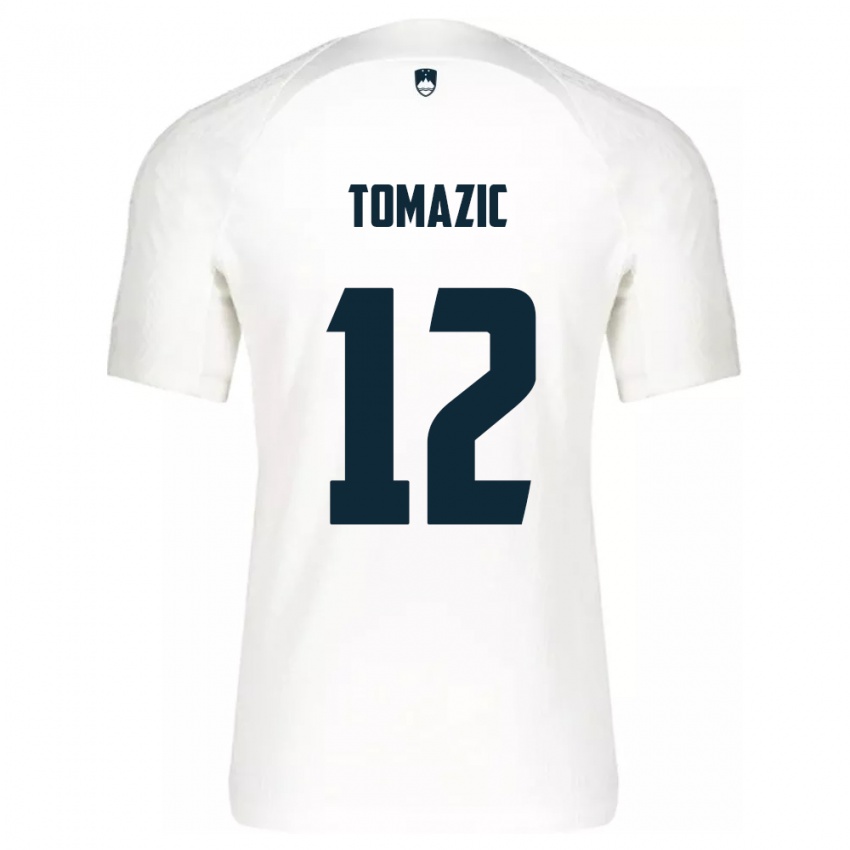 Niño Camiseta Eslovenia Lukas Tomazic #12 Blanco 1ª Equipación 24-26 La Camisa Perú