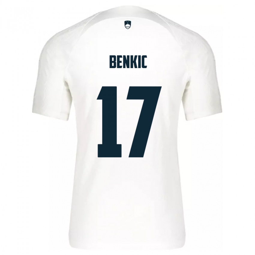 Niño Camiseta Eslovenia Kevin Benkic #17 Blanco 1ª Equipación 24-26 La Camisa Perú