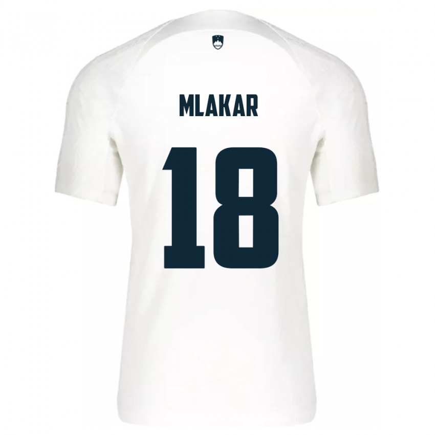 Niño Camiseta Eslovenia Luka Mlakar #18 Blanco 1ª Equipación 24-26 La Camisa Perú