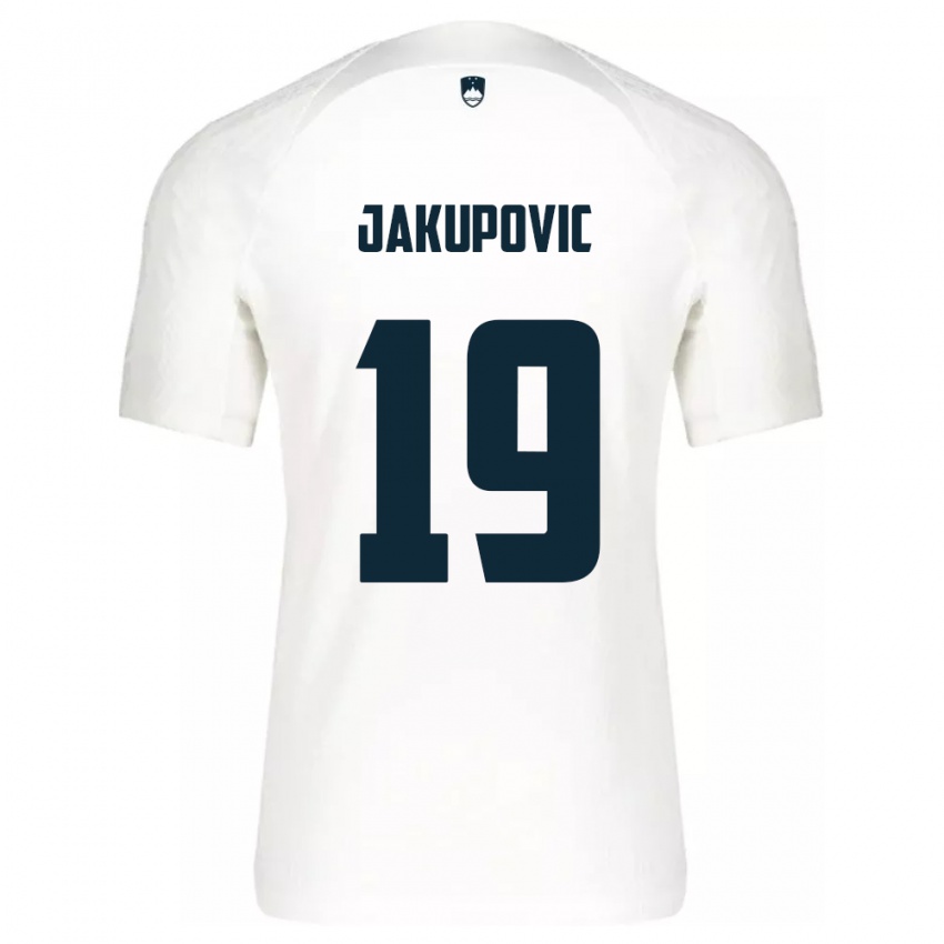 Niño Camiseta Eslovenia Aldin Jakupovic #19 Blanco 1ª Equipación 24-26 La Camisa Perú