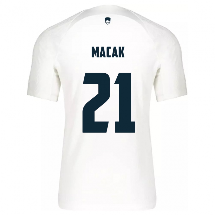 Niño Camiseta Eslovenia Lucas Macak #21 Blanco 1ª Equipación 24-26 La Camisa Perú