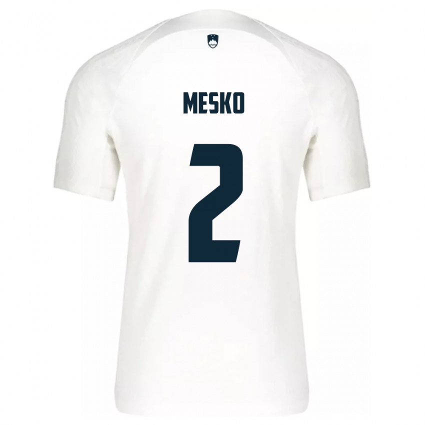 Niño Camiseta Eslovenia Zan Mesko #2 Blanco 1ª Equipación 24-26 La Camisa Perú