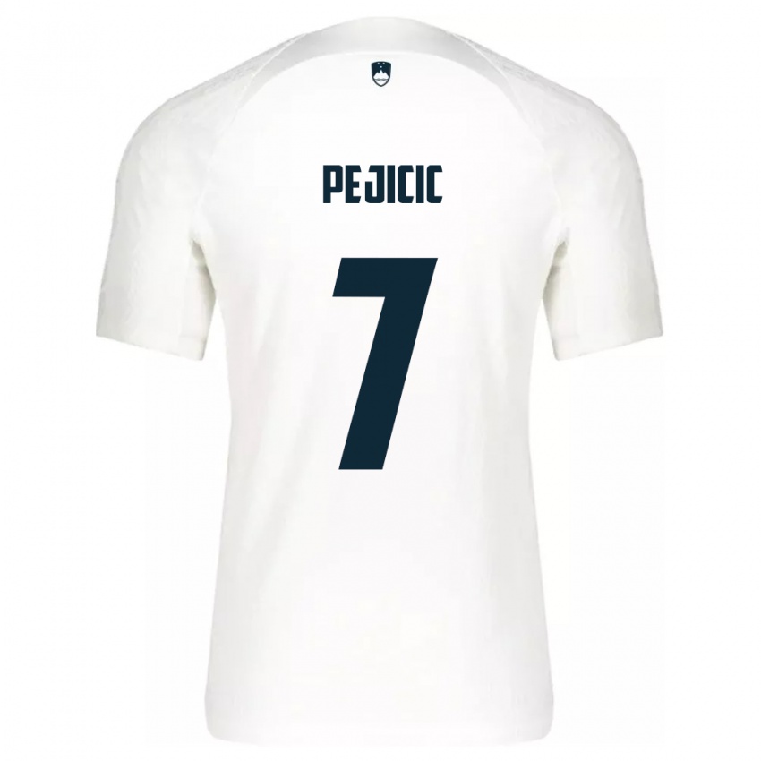 Niño Camiseta Eslovenia David Pejičić #7 Blanco 1ª Equipación 24-26 La Camisa Perú