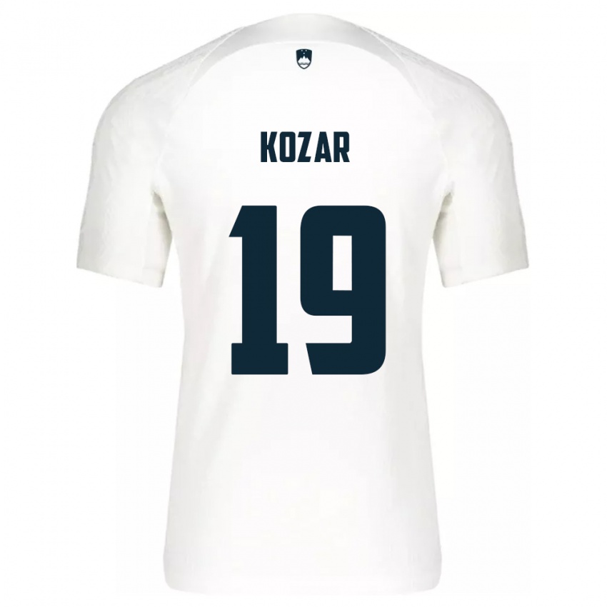 Niño Camiseta Eslovenia Kristjan Kozar #19 Blanco 1ª Equipación 24-26 La Camisa Perú