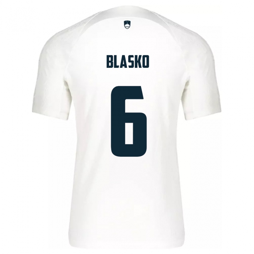 Niño Camiseta Eslovenia Svit Blasko #6 Blanco 1ª Equipación 24-26 La Camisa Perú