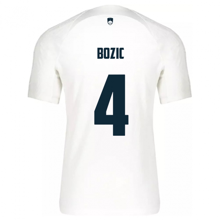 Niño Camiseta Eslovenia Viktor Bozic #4 Blanco 1ª Equipación 24-26 La Camisa Perú