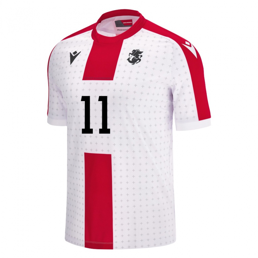 Niño Camiseta Georgia Sofiko Narsia #11 Blanco 1ª Equipación 24-26 La Camisa Perú