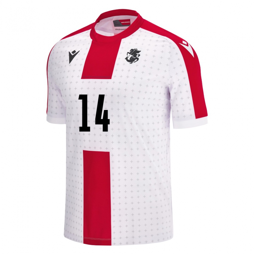 Niño Camiseta Georgia Levan Osikmashvili #14 Blanco 1ª Equipación 24-26 La Camisa Perú