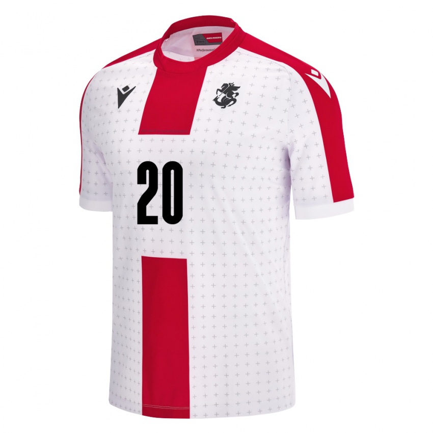 Niño Camiseta Georgia Luka Latsabidze #20 Blanco 1ª Equipación 24-26 La Camisa Perú