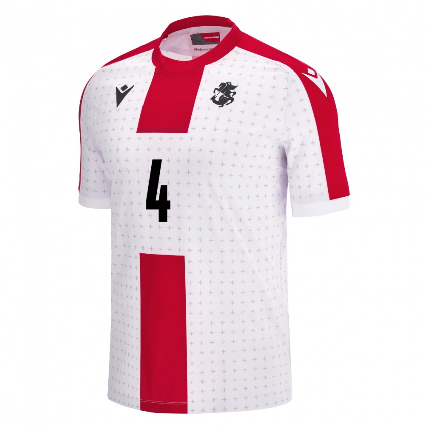 Niño Camiseta Georgia Tengo Gobeshia #4 Blanco 1ª Equipación 24-26 La Camisa Perú