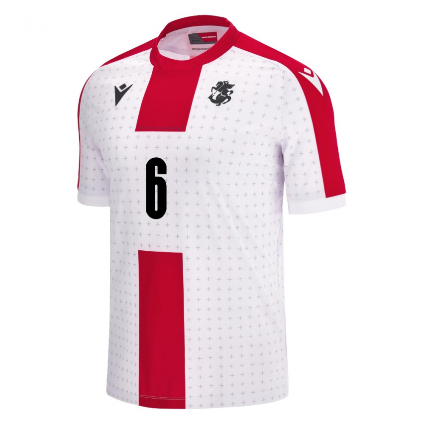 Niño Camiseta Georgia Giorgi Kochorashvili #6 Blanco 1ª Equipación 24-26 La Camisa Perú