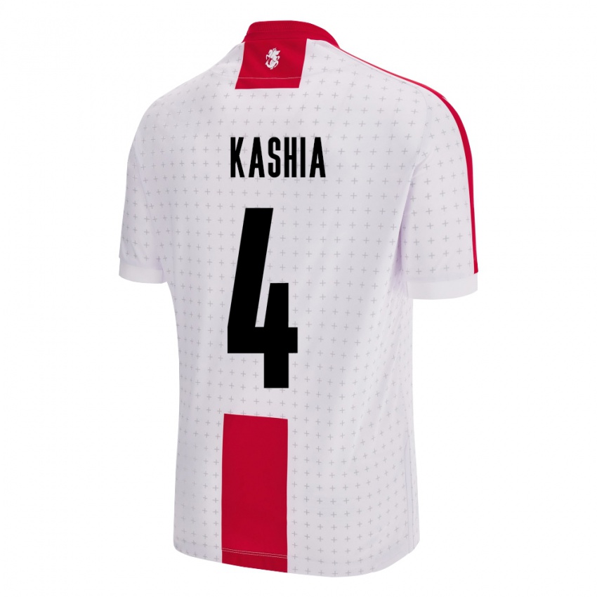 Niño Camiseta Georgia Guram Kashia #4 Blanco 1ª Equipación 24-26 La Camisa Perú