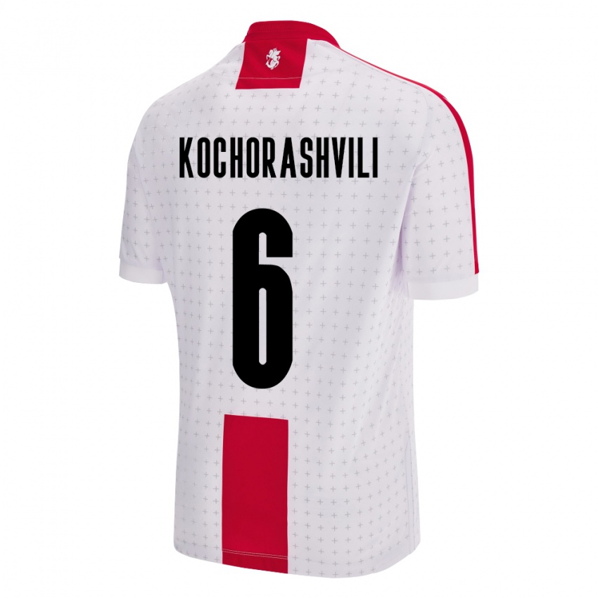 Niño Camiseta Georgia Giorgi Kochorashvili #6 Blanco 1ª Equipación 24-26 La Camisa Perú