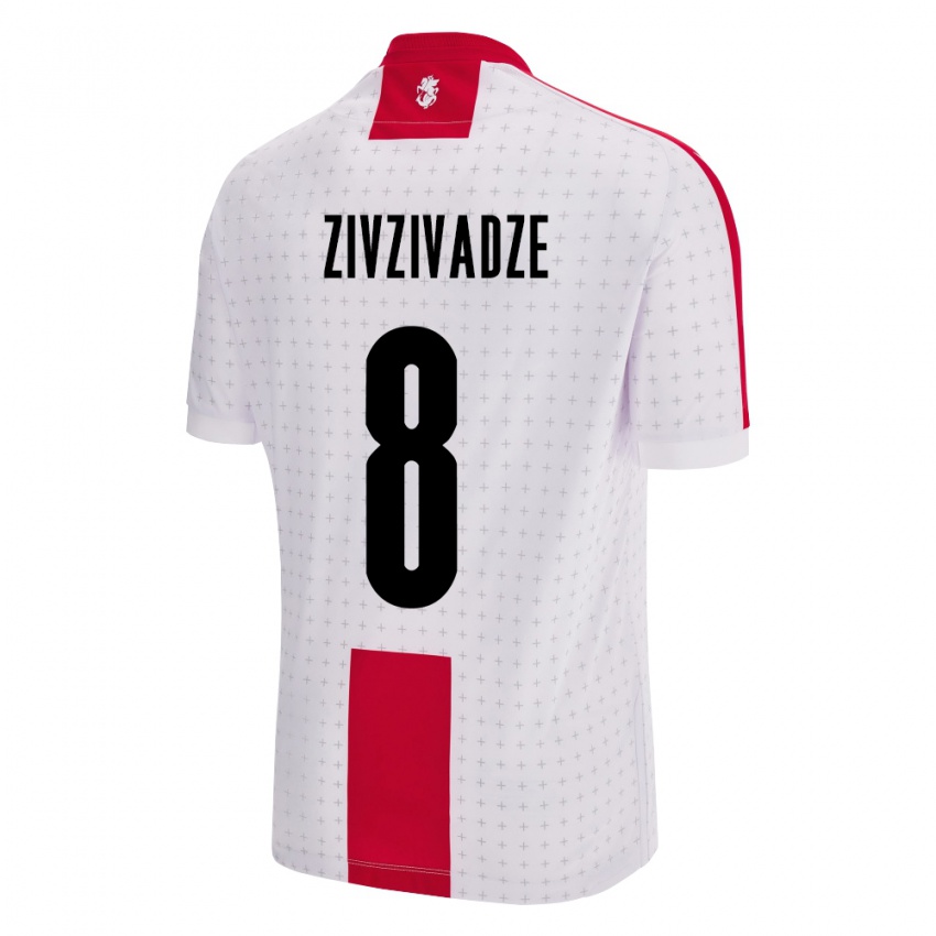 Niño Camiseta Georgia Budu Zivzivadze #8 Blanco 1ª Equipación 24-26 La Camisa Perú