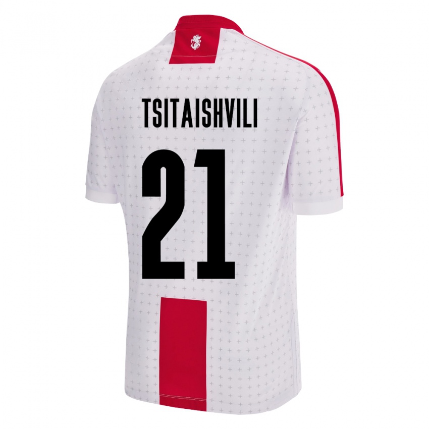 Niño Camiseta Georgia Georgiy Tsitaishvili #21 Blanco 1ª Equipación 24-26 La Camisa Perú