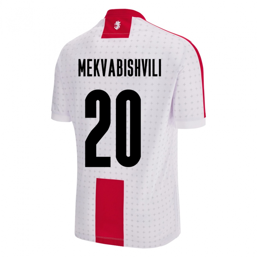 Niño Camiseta Georgia Anzor Mekvabishvili #20 Blanco 1ª Equipación 24-26 La Camisa Perú