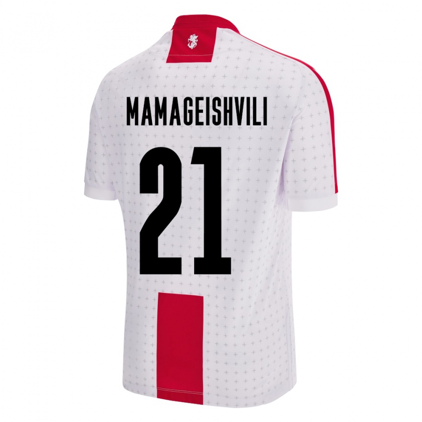 Niño Camiseta Georgia Otar Mamageishvili #21 Blanco 1ª Equipación 24-26 La Camisa Perú