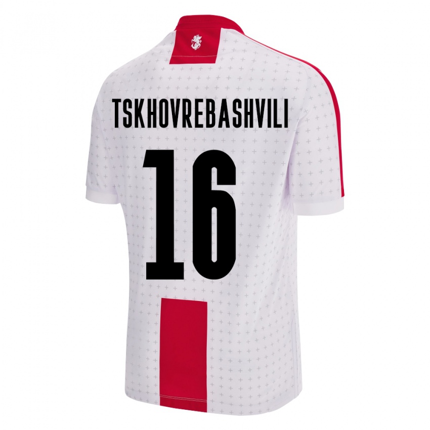 Niño Camiseta Georgia Nikoloz Tskhovrebashvili #16 Blanco 1ª Equipación 24-26 La Camisa Perú