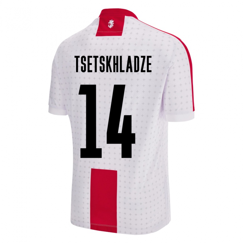 Niño Camiseta Georgia Nikoloz Tsetskhladze #14 Blanco 1ª Equipación 24-26 La Camisa Perú