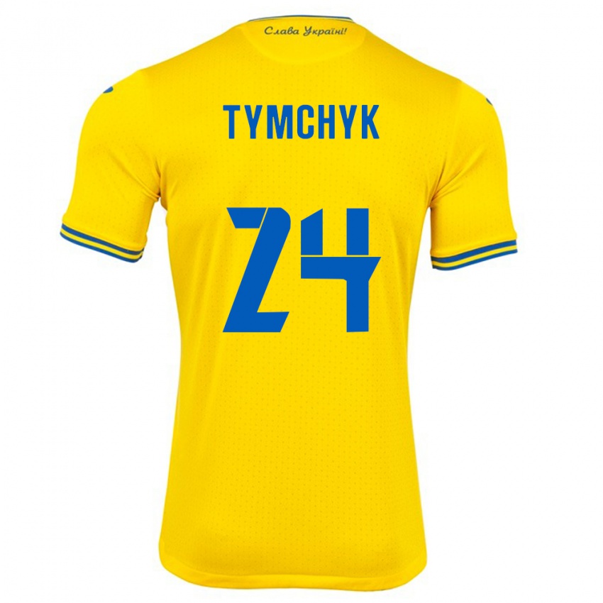 Niño Camiseta Ucrania Oleksandr Tymchyk #24 Amarillo 1ª Equipación 24-26 La Camisa Perú