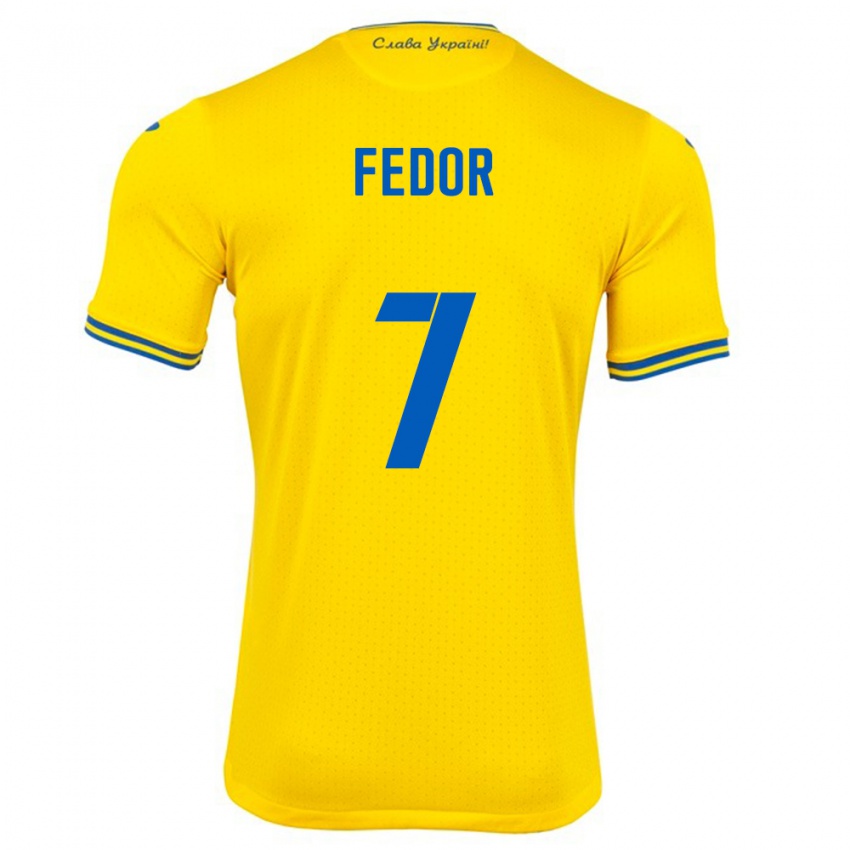 Niño Camiseta Ucrania Oleg Fedor #7 Amarillo 1ª Equipación 24-26 La Camisa Perú