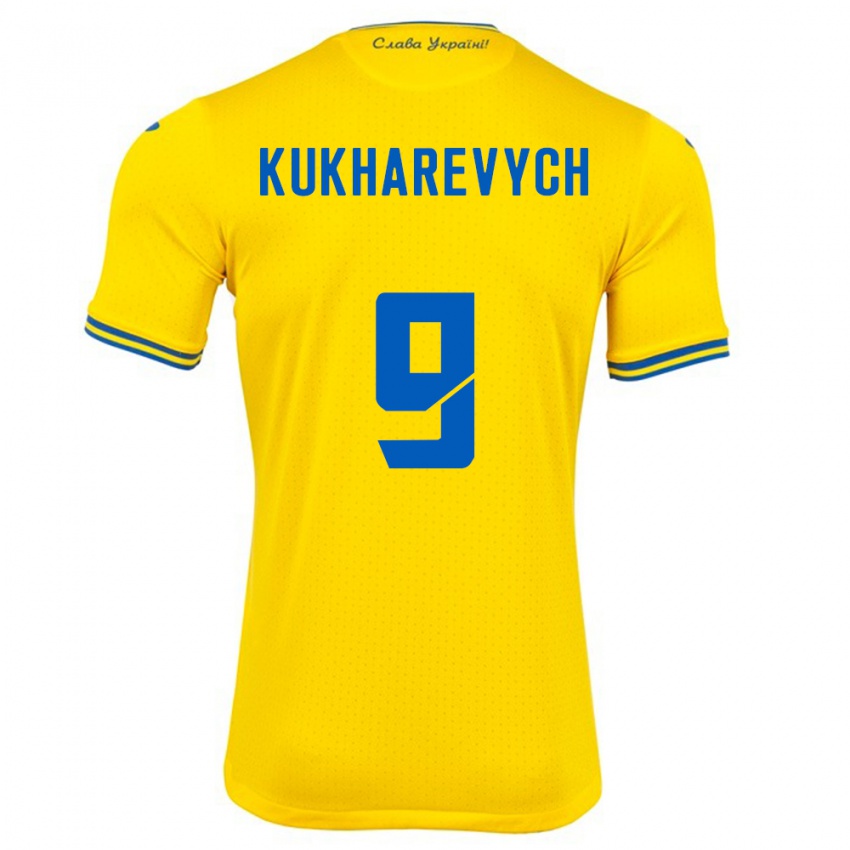 Niño Camiseta Ucrania Mykola Kukharevych #9 Amarillo 1ª Equipación 24-26 La Camisa Perú