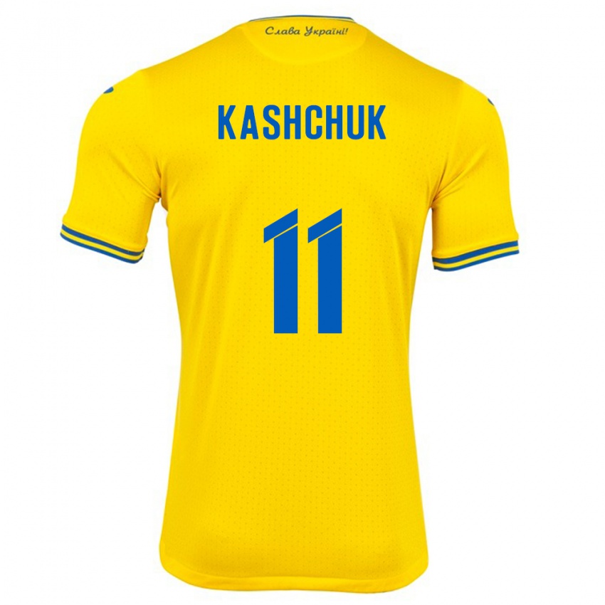 Niño Camiseta Ucrania Oleksiy Kashchuk #11 Amarillo 1ª Equipación 24-26 La Camisa Perú