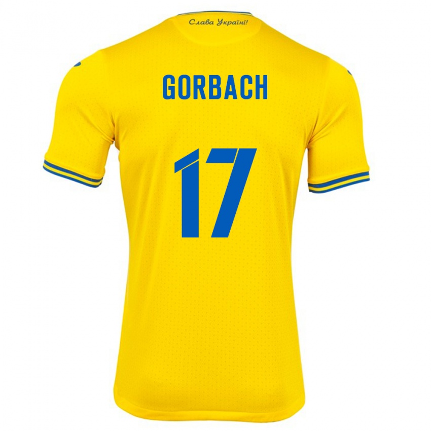 Niño Camiseta Ucrania Igor Gorbach #17 Amarillo 1ª Equipación 24-26 La Camisa Perú