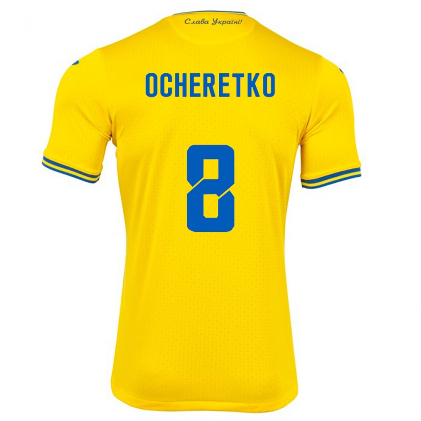 Niño Camiseta Ucrania Oleg Ocheretko #8 Amarillo 1ª Equipación 24-26 La Camisa Perú