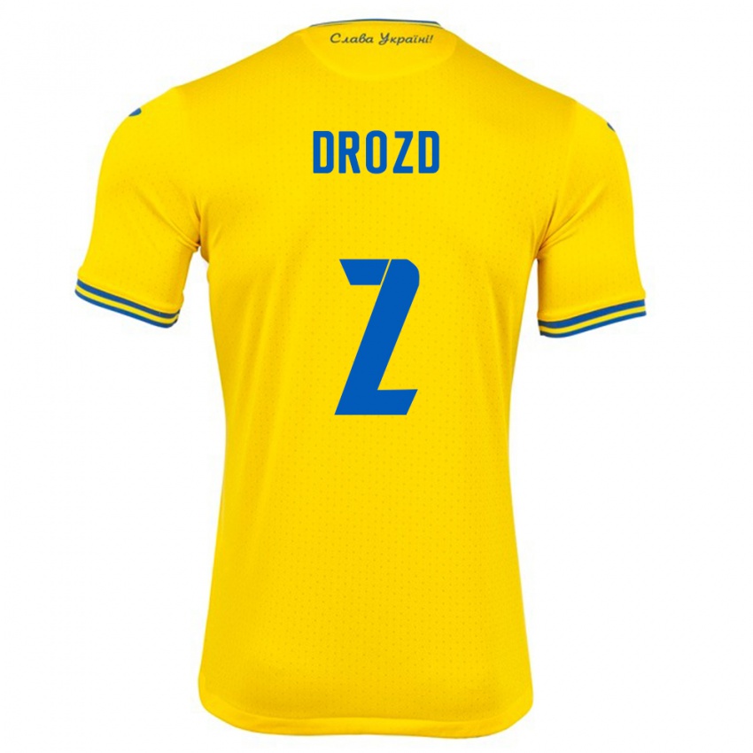 Niño Camiseta Ucrania Anton Drozd #2 Amarillo 1ª Equipación 24-26 La Camisa Perú