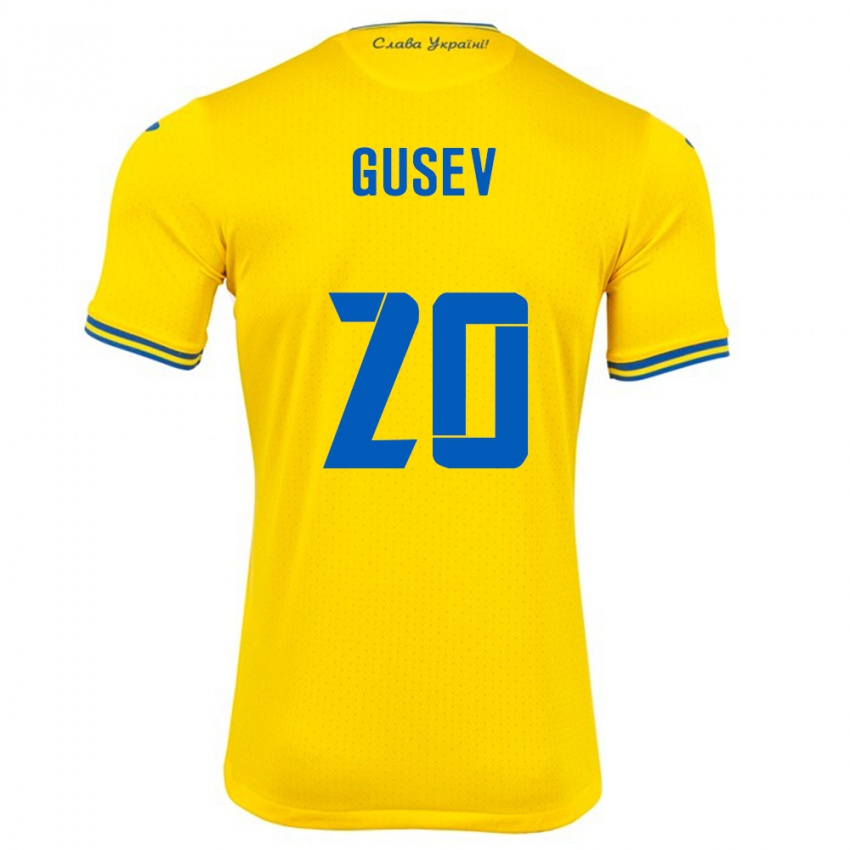 Niño Camiseta Ucrania Oleksiy Gusev #20 Amarillo 1ª Equipación 24-26 La Camisa Perú