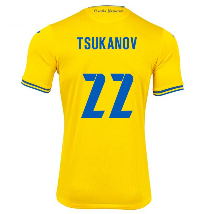 Niño Camiseta Ucrania Viktor Tsukanov #22 Amarillo 1ª Equipación 24-26 La Camisa Perú