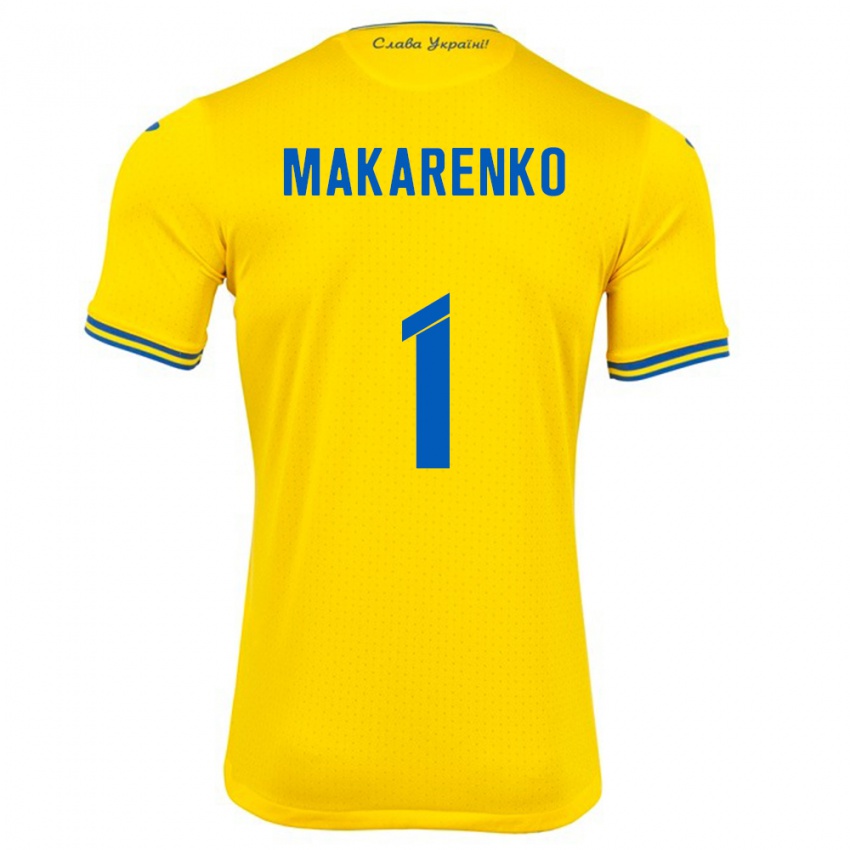 Niño Camiseta Ucrania Nazar Makarenko #1 Amarillo 1ª Equipación 24-26 La Camisa Perú