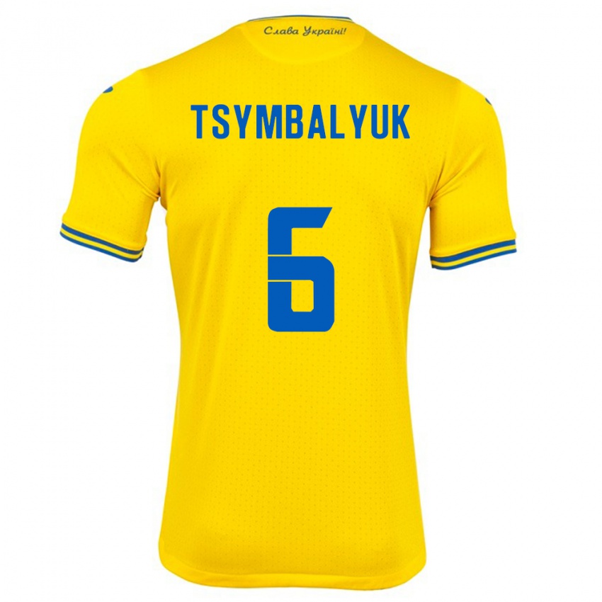 Niño Camiseta Ucrania Maksym Tsymbalyuk #6 Amarillo 1ª Equipación 24-26 La Camisa Perú