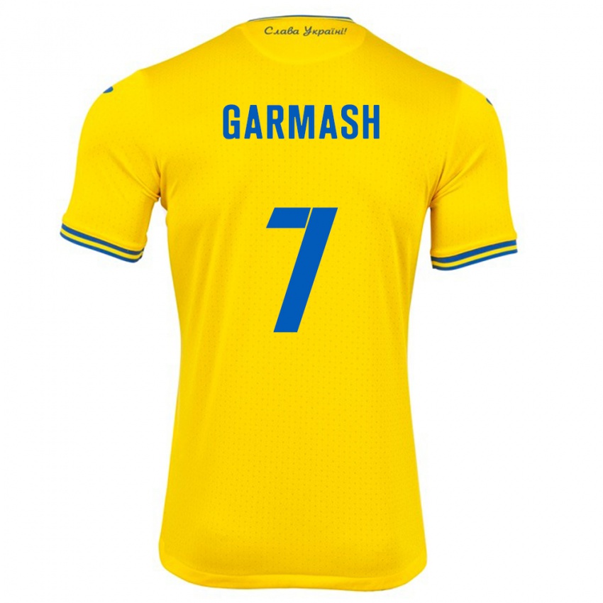 Niño Camiseta Ucrania Yevgen Garmash #7 Amarillo 1ª Equipación 24-26 La Camisa Perú