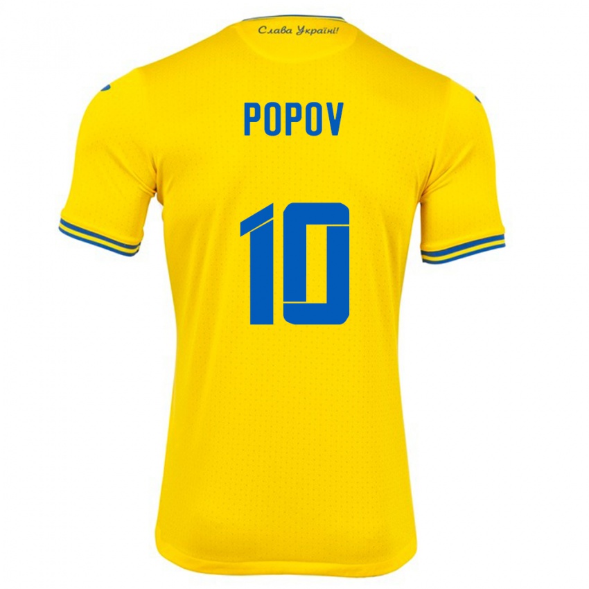 Niño Camiseta Ucrania Bogdan Popov #10 Amarillo 1ª Equipación 24-26 La Camisa Perú