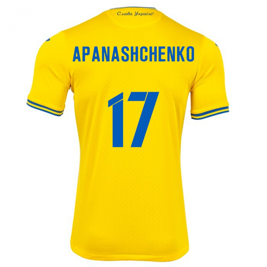 Niño Camiseta Ucrania Daryna Apanashchenko #17 Amarillo 1ª Equipación 24-26 La Camisa Perú