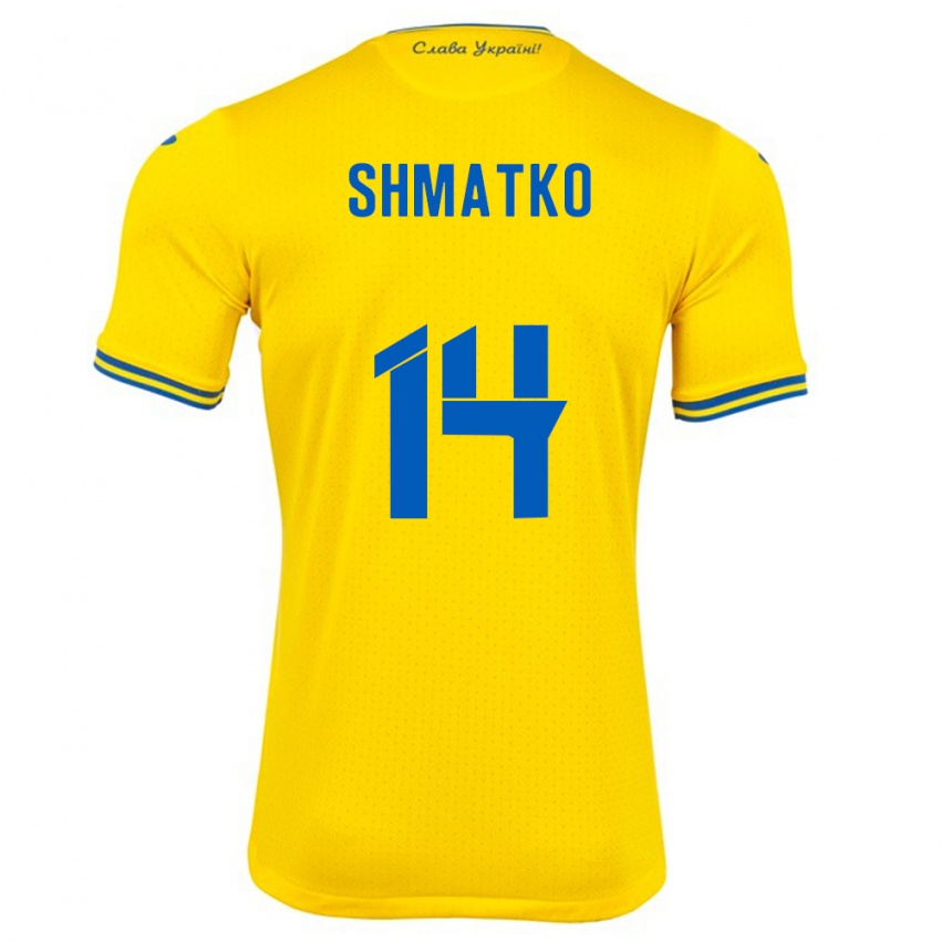 Niño Camiseta Ucrania Lyubov Shmatko #14 Amarillo 1ª Equipación 24-26 La Camisa Perú