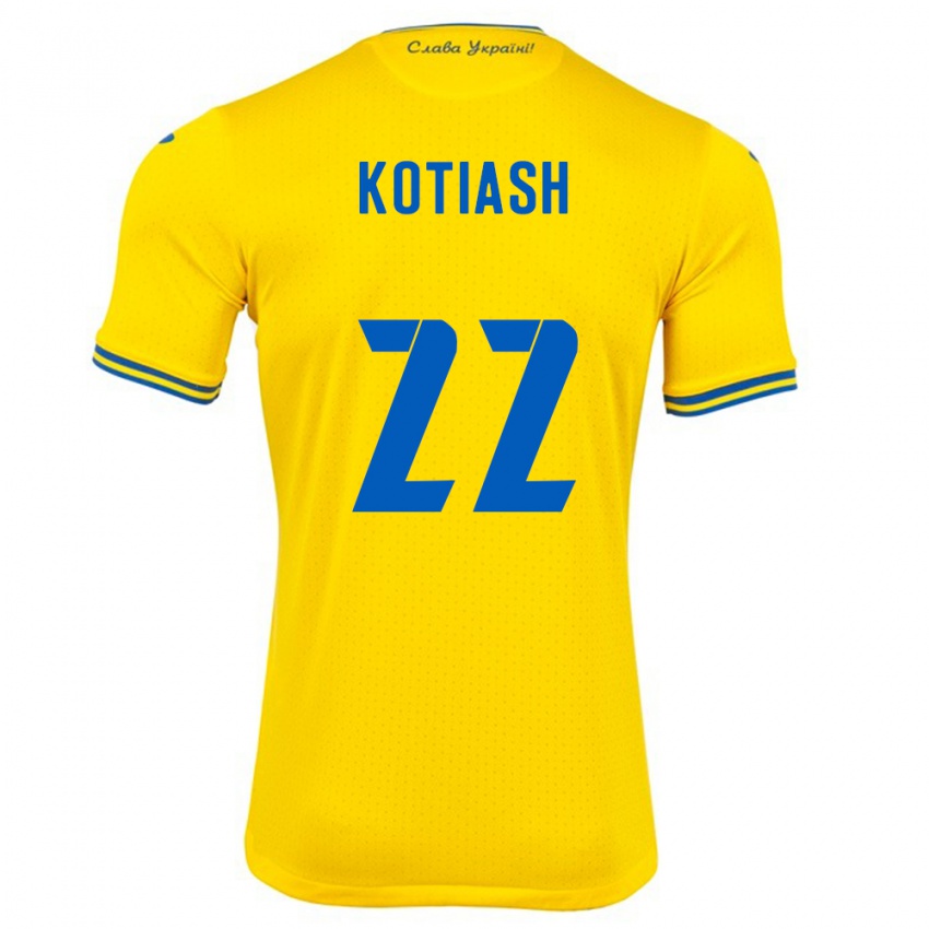 Niño Camiseta Ucrania Iryna Kotiash #22 Amarillo 1ª Equipación 24-26 La Camisa Perú