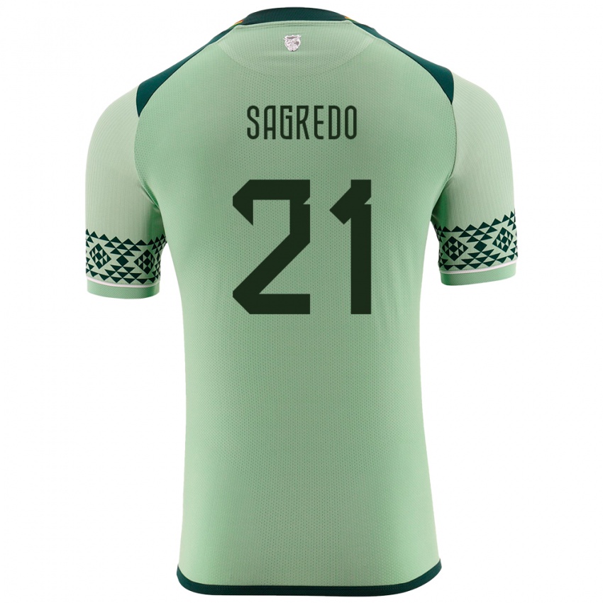 Niño Camiseta Bolivia José Sagredo #21 Verde Claro 1ª Equipación 24-26 La Camisa Perú