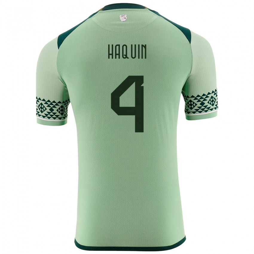 Niño Camiseta Bolivia Luis Haquín #4 Verde Claro 1ª Equipación 24-26 La Camisa Perú