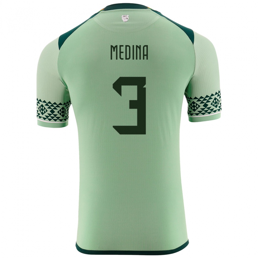 Niño Camiseta Bolivia Diego Medina #3 Verde Claro 1ª Equipación 24-26 La Camisa Perú