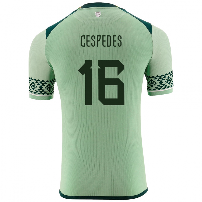 Niño Camiseta Bolivia Boris Céspedes #16 Verde Claro 1ª Equipación 24-26 La Camisa Perú
