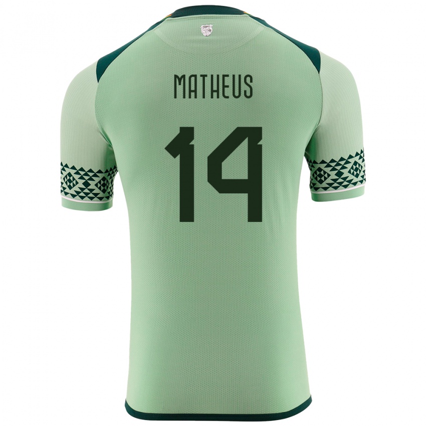 Niño Camiseta Bolivia Robson Matheus #14 Verde Claro 1ª Equipación 24-26 La Camisa Perú